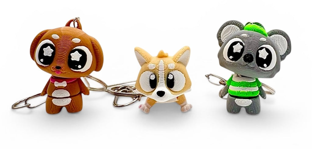 3 Pack 3D Printed Keychain Set -4