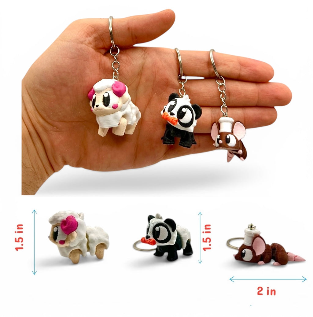 3 Pack 3D Printed Keychain Set -5