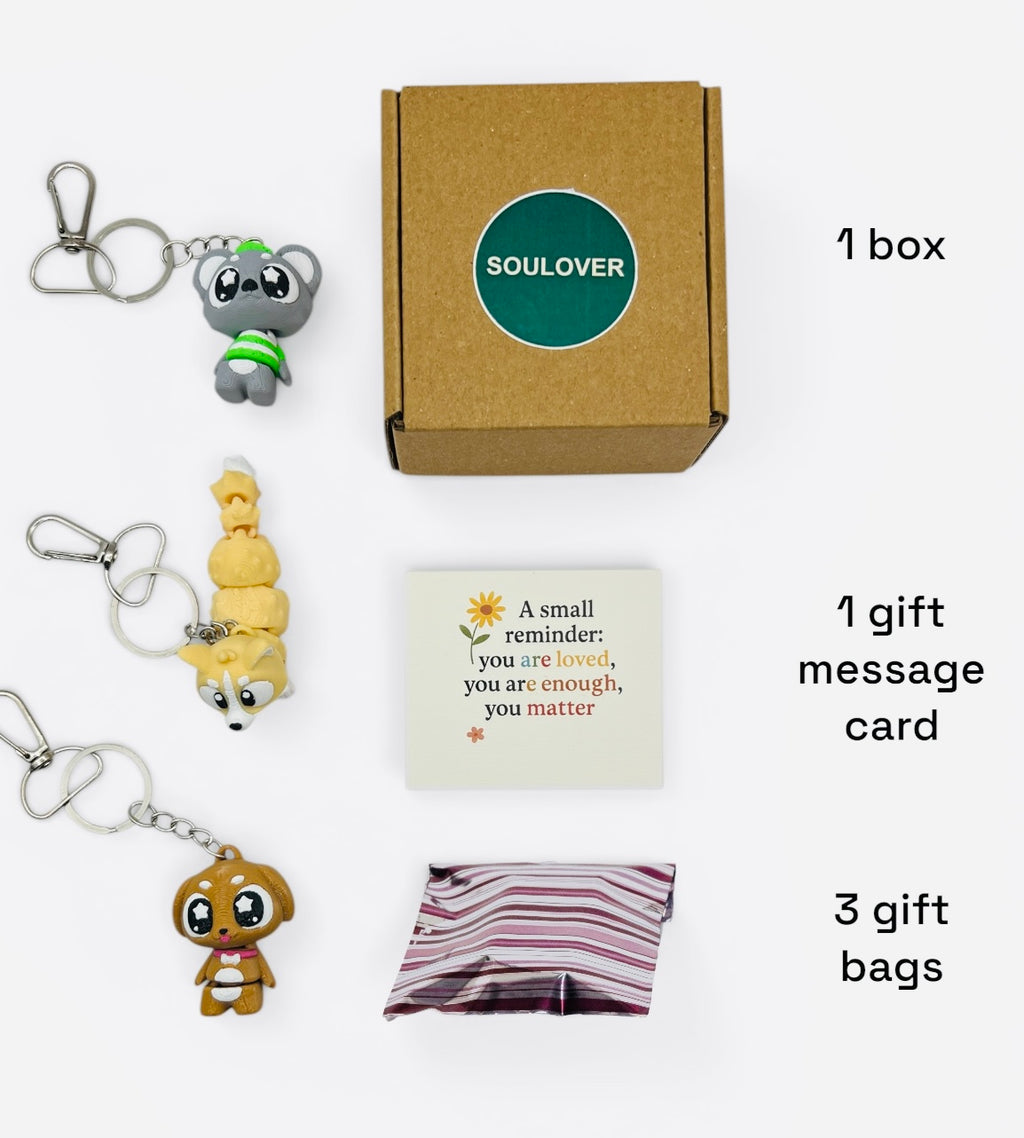 3 Pack 3D Printed Keychain Set -4