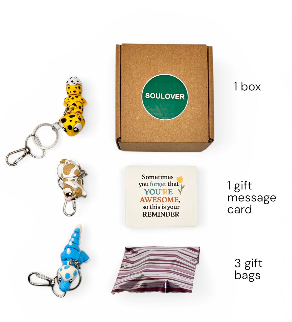 3 Pack 3D Printed Keychain Set-2