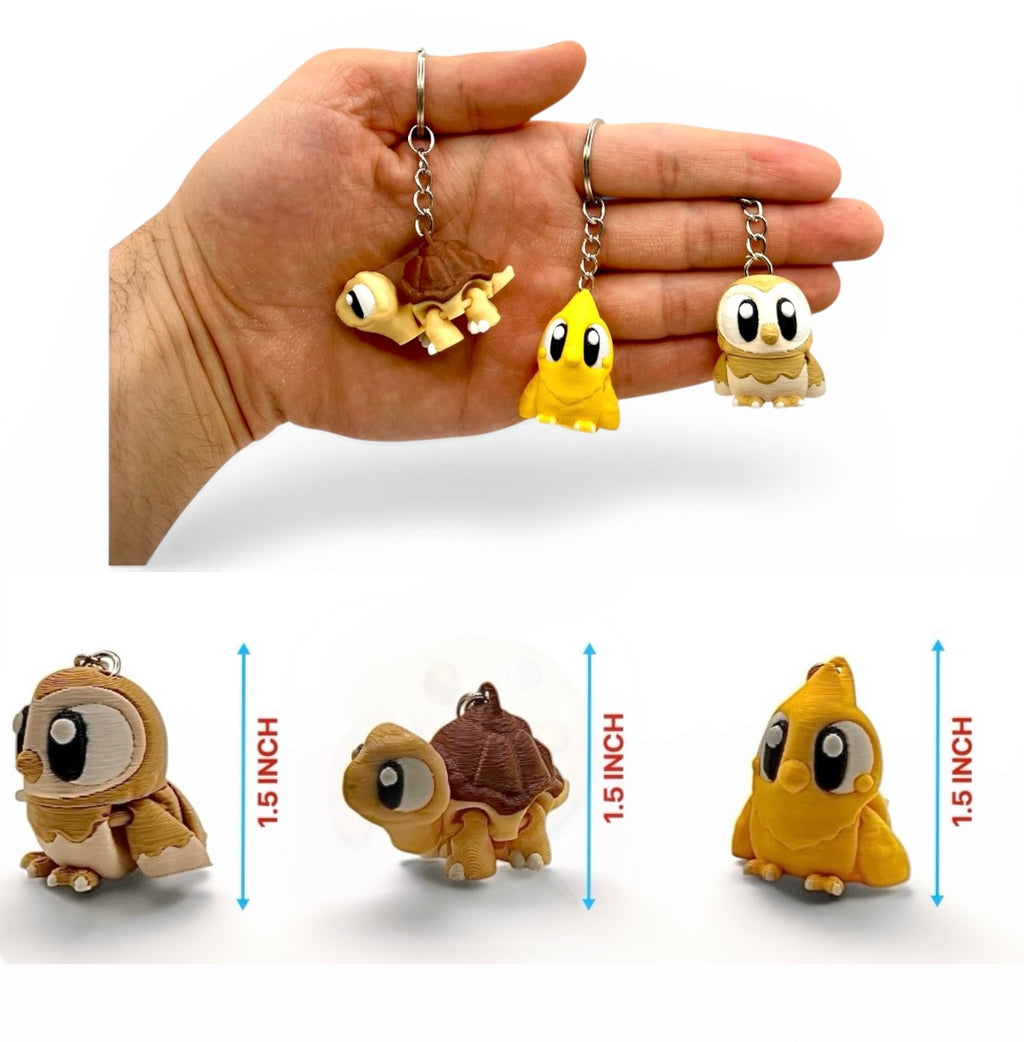 3 Pack 3D Printed Keychain Set -3
