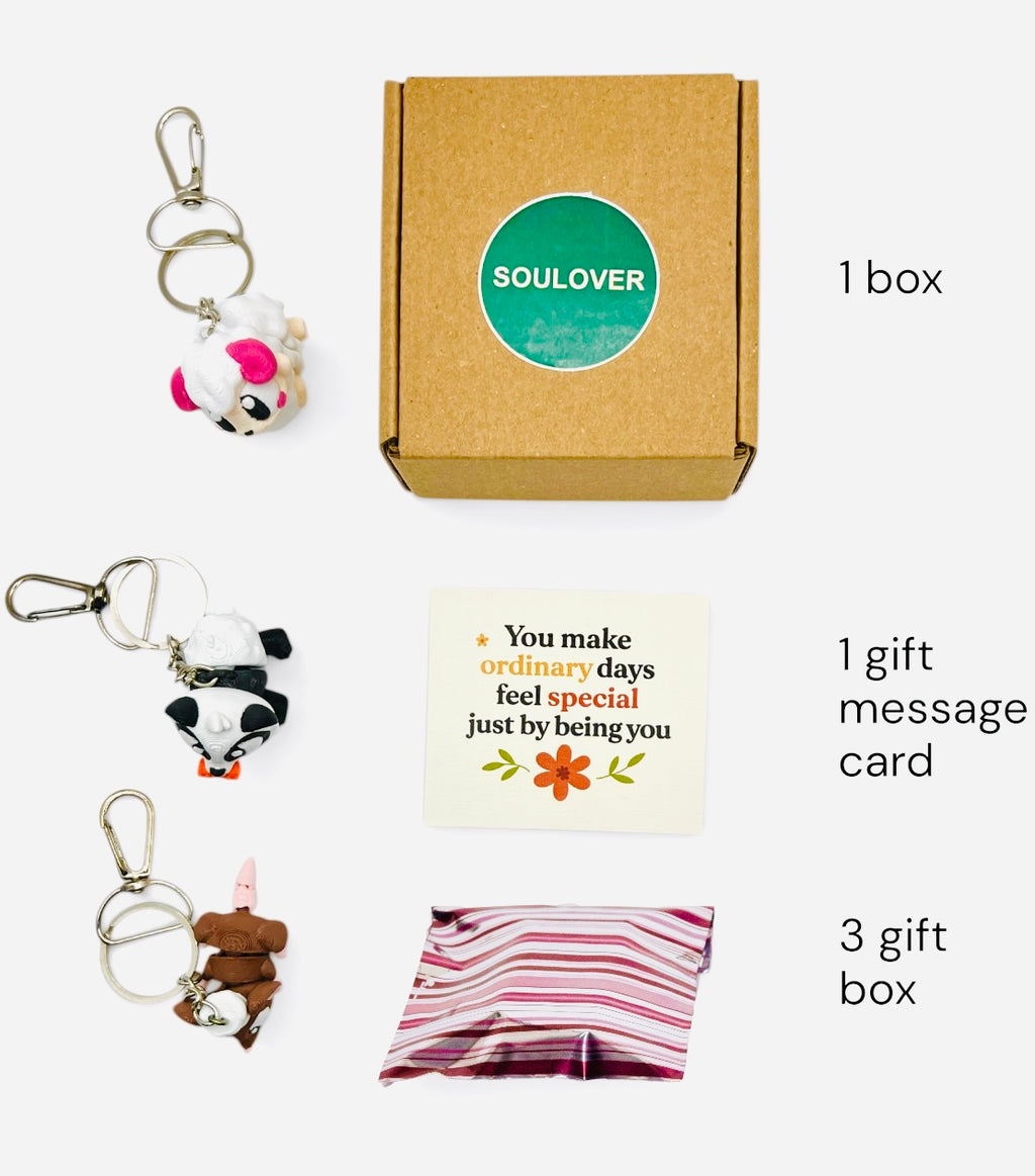 3 Pack 3D Printed Keychain Set -5
