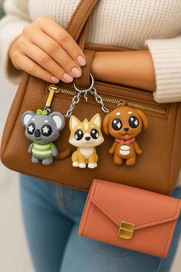 3 Pack 3D Printed Keychain Set -4