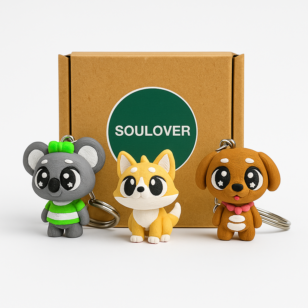 3 Pack 3D Printed Keychain Set -4