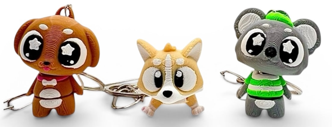 3 Pack 3D Printed Keychain Set -4